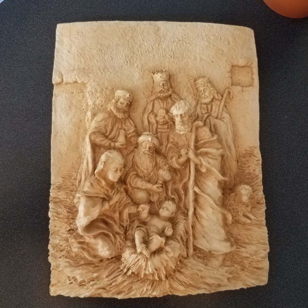 Nativity scene hanging plaque.
